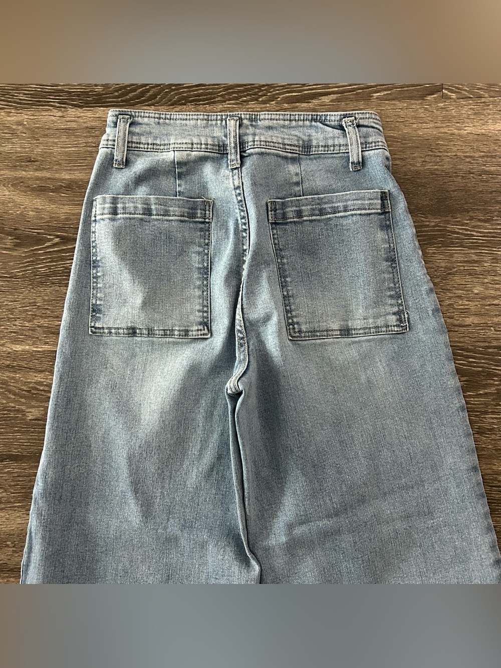 Oat New York Light Blue Wide-Leg Frayed Hem Jeans - Picture 5 of 11